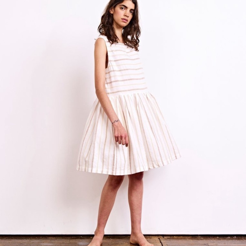 Ace & Jig Daisy Dress Ambrosia Size M Spring Summer Cream White Tan Cotton VGUC